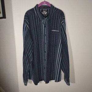 Harley-Davidson Biker Long Sleeve Shirt Button Up Striped Paisley Men's Size 2XL